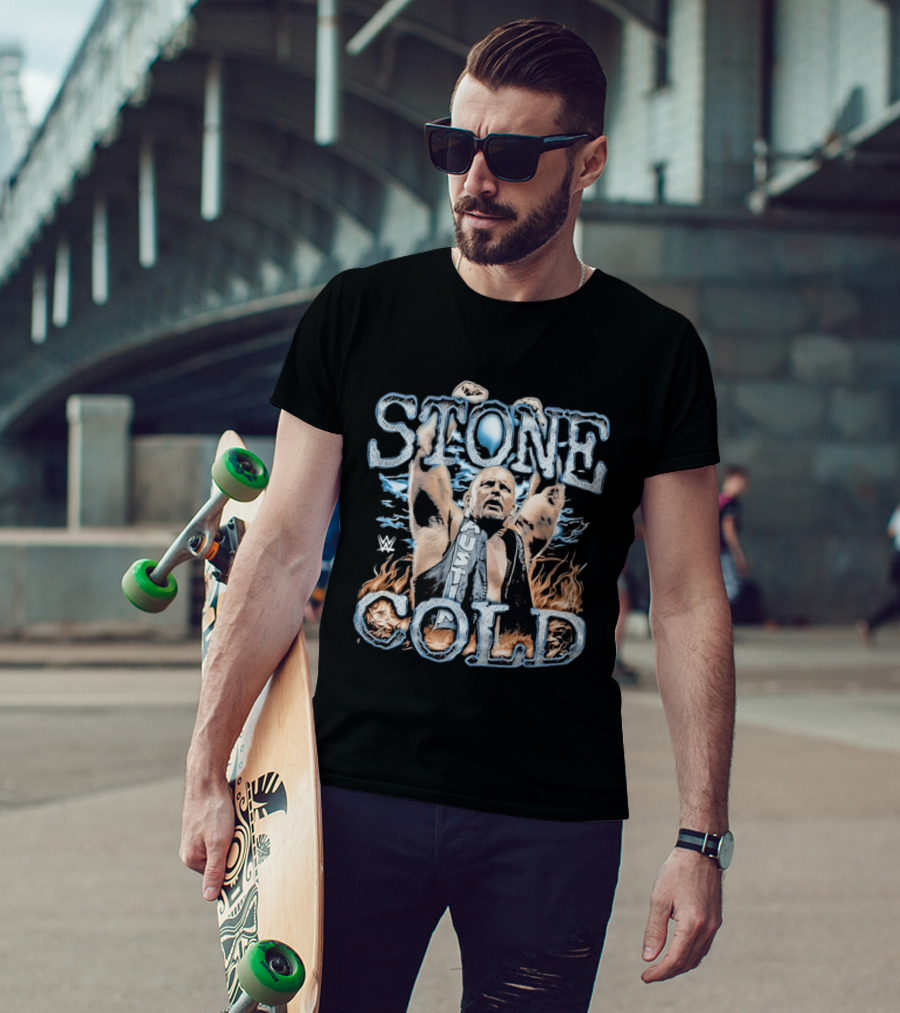 Stone Cold Steve Austin WWE Ice And Flames Iconic Wrestling T-Shirt