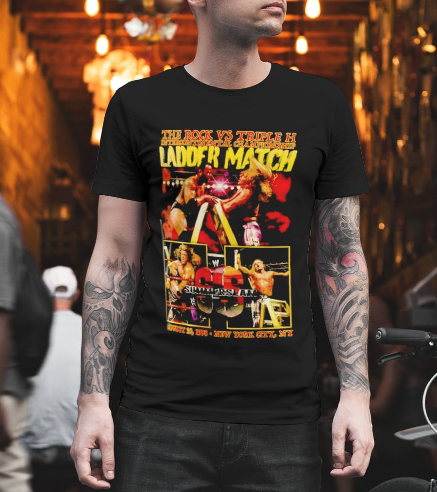 WWE SummerSlam 1998 The Rock Vs Triple H Ladder Match Intercontinental Championship New York City T-Shirt