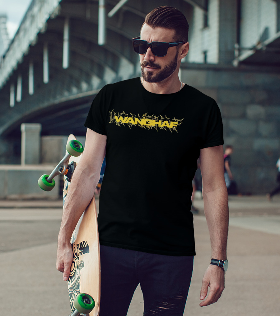 Wanghaf Bold Yellow Text With Tribal T-Shirt