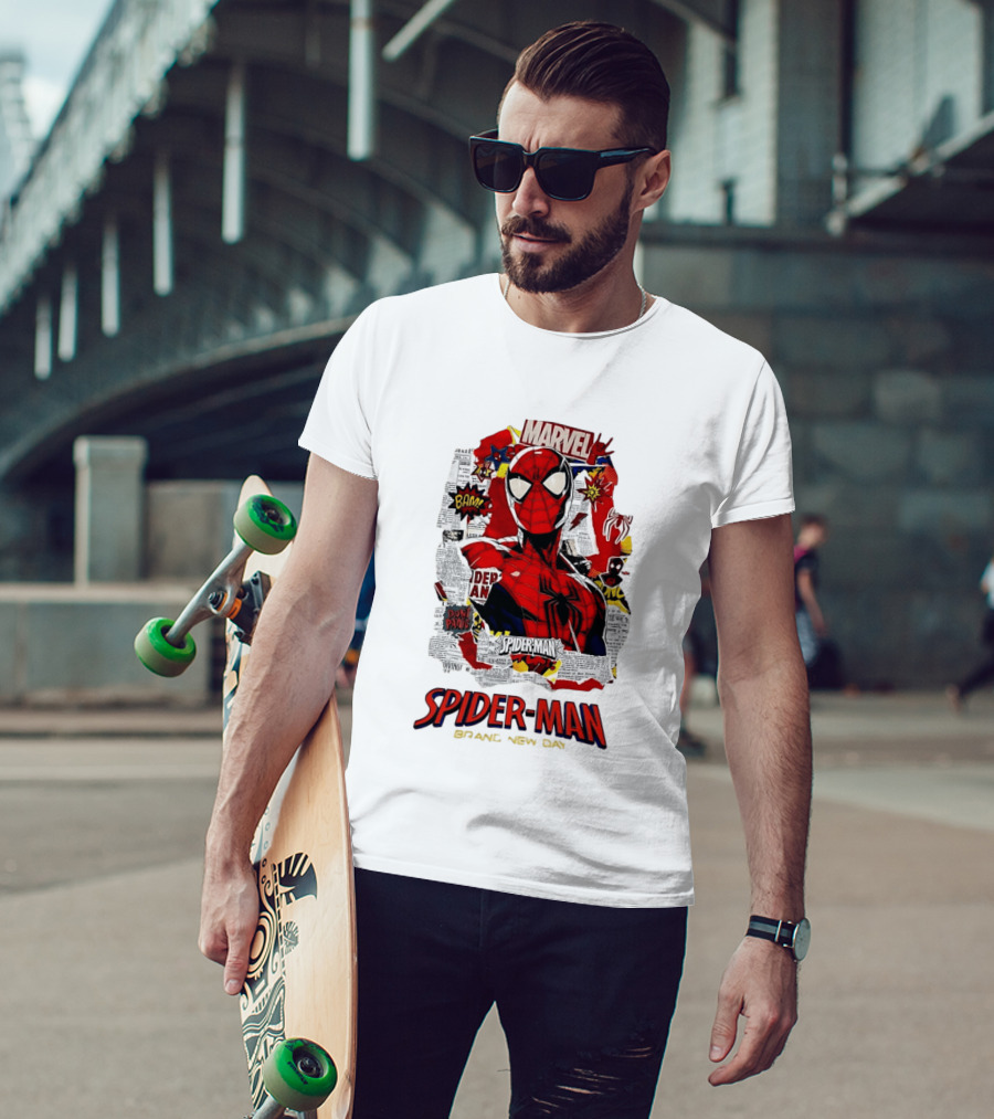 Marvel Spider Man Brand New Day Comic Collage T-Shirt