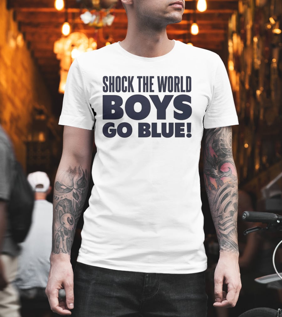 Shock The World Michigan Men's Basketball Boys Go Blue T-Shirt