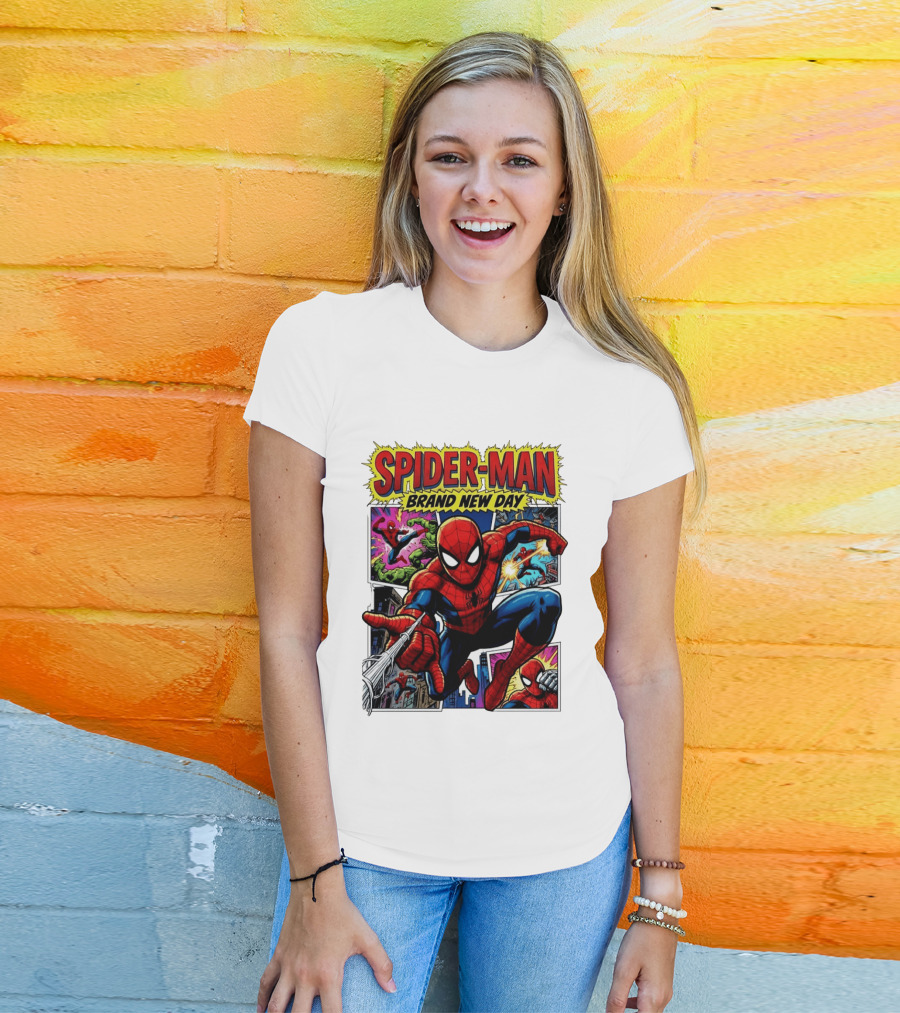 Spider Man Brand New Day Collage Marvel Comic Adventure T-Shirt