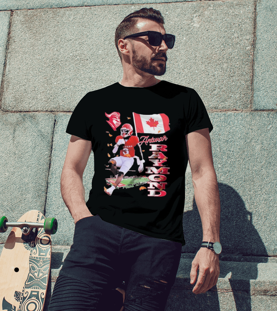 Antwan Raymond Rutgers Scarlet Knights Canadian Flag Football T-Shirt