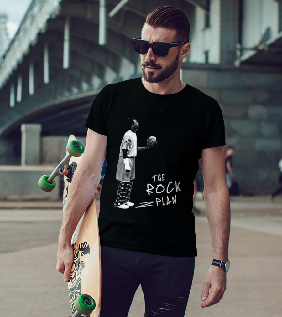 The Rock Plan Street Basketball Vintage Style Player Holding Ball T-Shirt