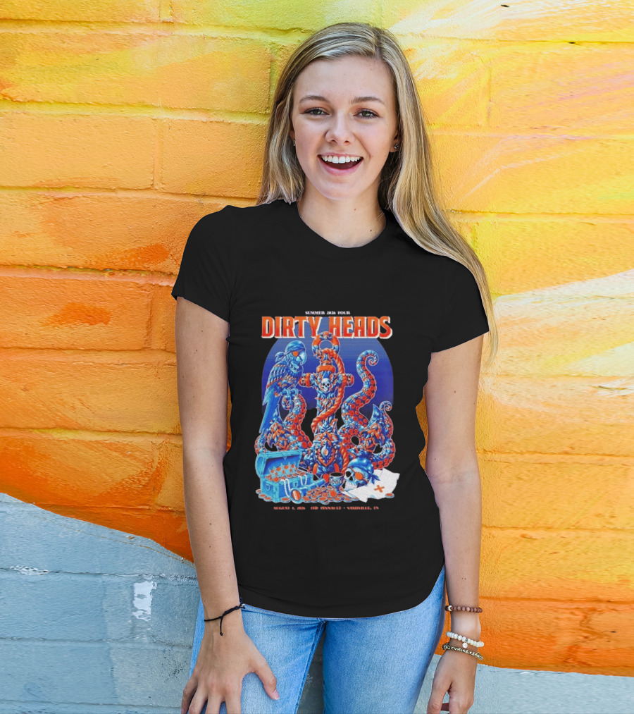 Dirty Heads Summer 2026 Tour Nashville TN August 1 Skeletons And Octopus T-Shirt