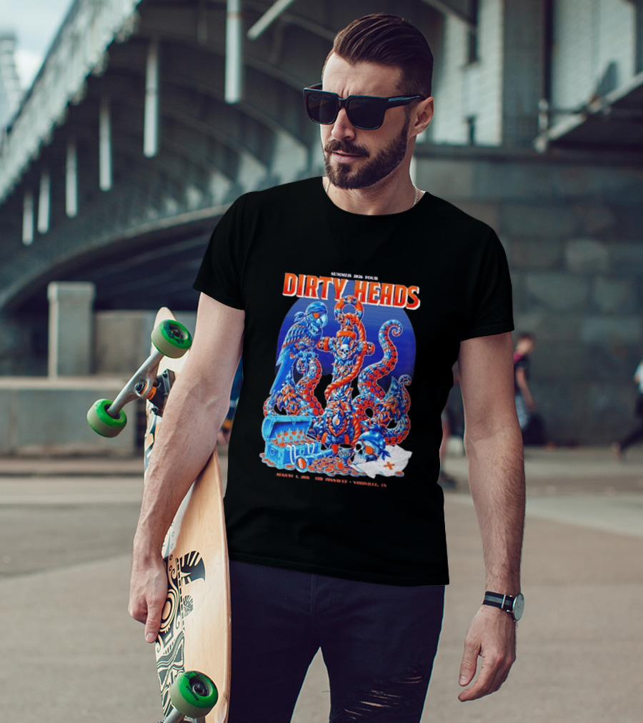 Dirty Heads Summer 2026 Tour Nashville TN August 1 Skeletons And Octopus T-Shirt