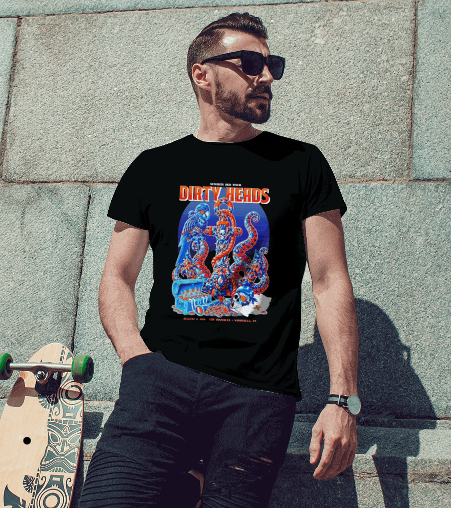 Dirty Heads Summer 2026 Tour Nashville TN August 1 Skeletons And Octopus T-Shirt