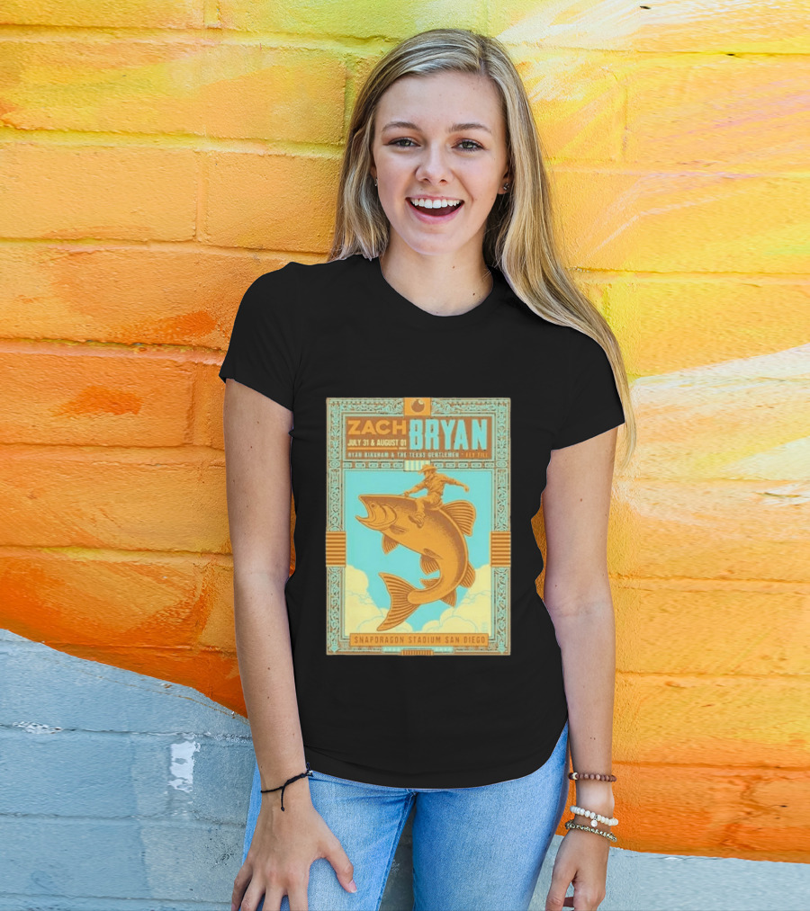 Zach Bryan July 31 August 1 Snapdragon Stadium San Diego Featuring Ryan Bingham The Texas Gentlemen Key Eli 2026 T-Shirt