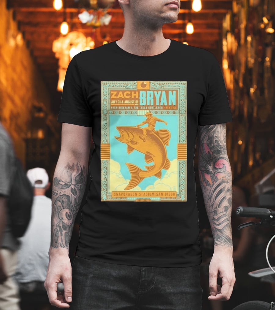 Zach Bryan July 31 August 1 Snapdragon Stadium San Diego Featuring Ryan Bingham The Texas Gentlemen Key Eli 2026 T-Shirt