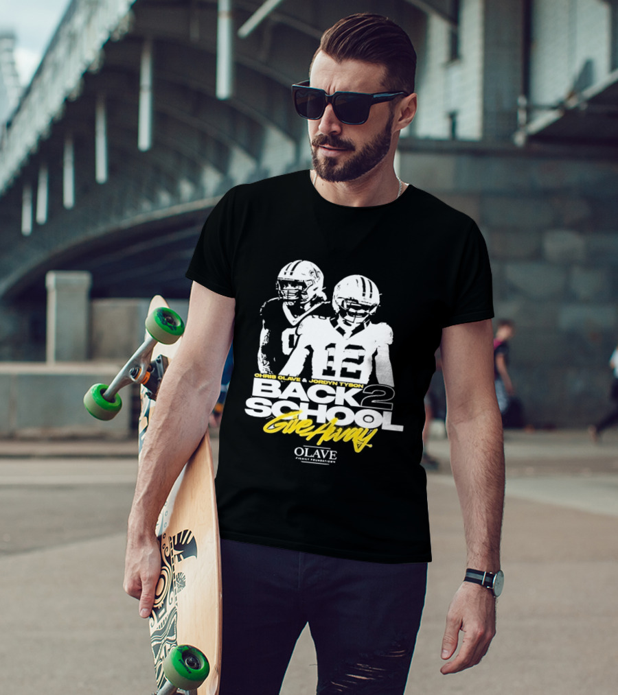 Chris Olave Jordyn Tyson Back 2 School Give Away Olave Connections T-Shirt