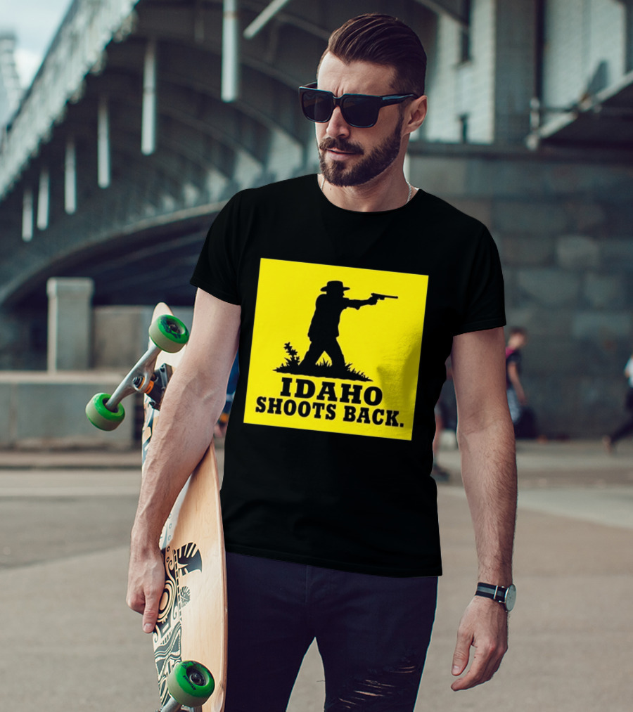 Idaho Shoots Back Cowboy Silhouette Retro Humor T-Shirt
