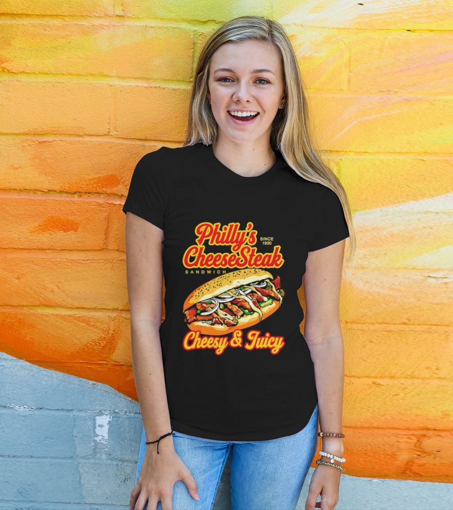 Philly's Cheesesteak Sandwich Cheesy & Juicy Since 1930 Classic Flavor Experience T-Shirt