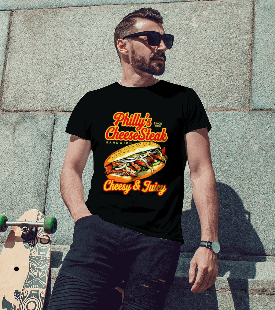 Philly's Cheesesteak Sandwich Cheesy & Juicy Since 1930 Classic Flavor Experience T-Shirt