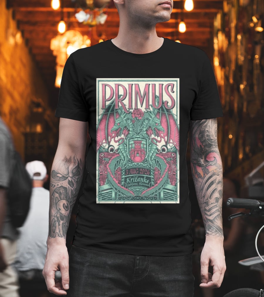Primus Ljubljana Križanke Concert 3 Aug 2026 Double Dragon T-Shirt