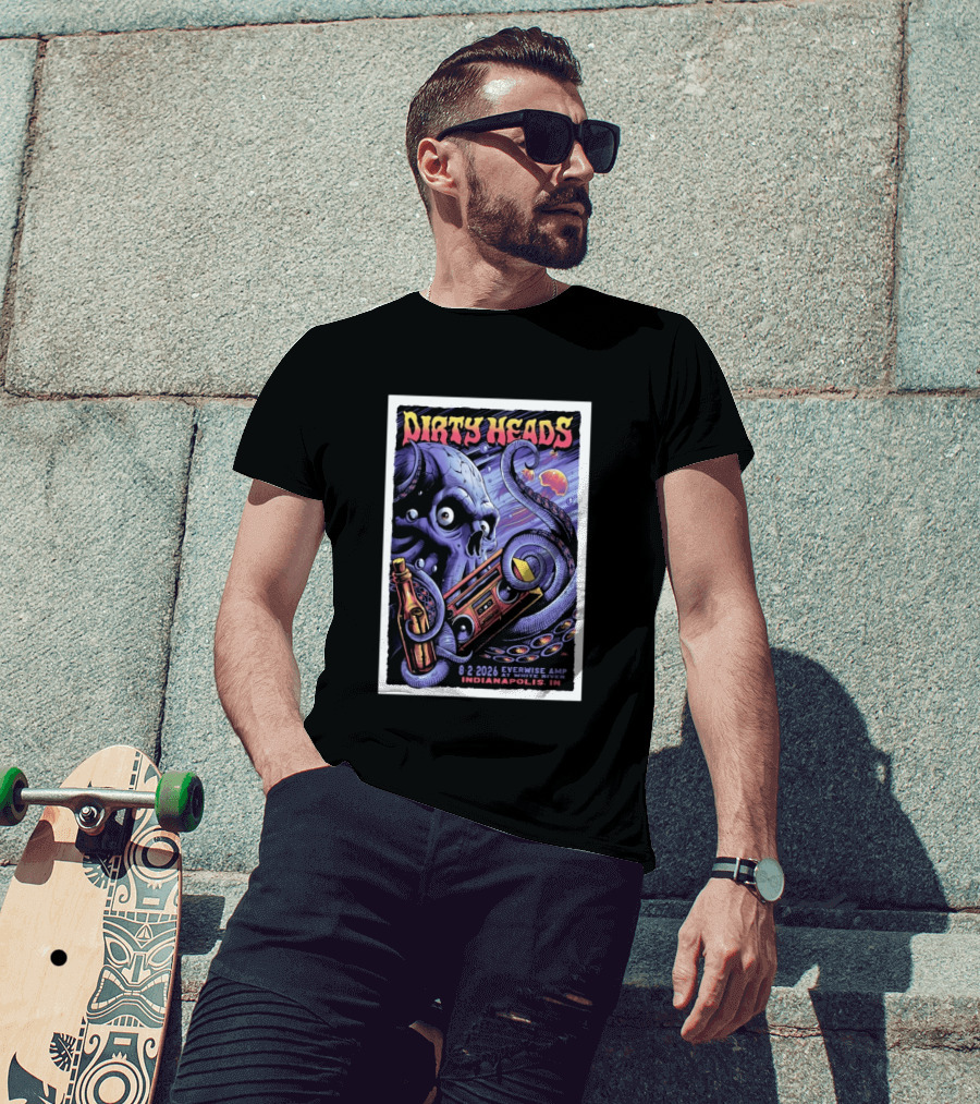 Dirty Heads Everwise Amp At White River 8.2.2026 Indianapolis IN Octopus Skull Alien Boombox T-Shirt