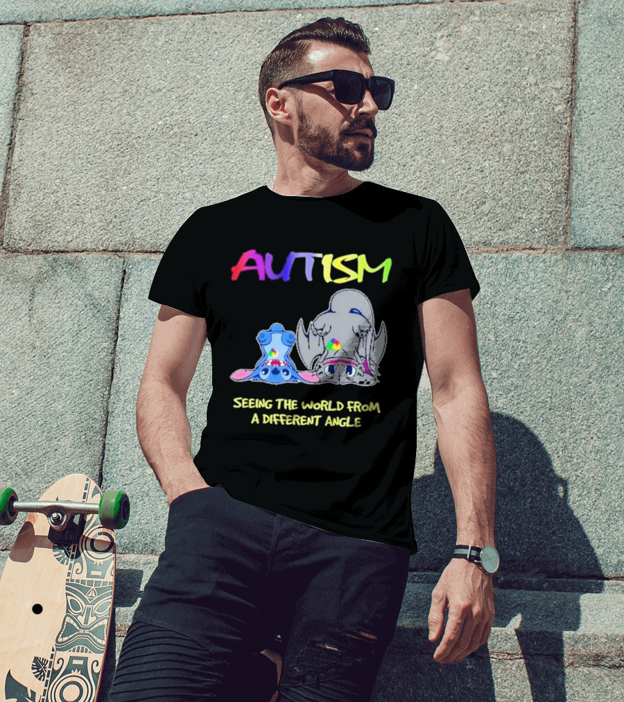 Autism Seeing The World From A Different Angle Toothless Stitch T-Shirt