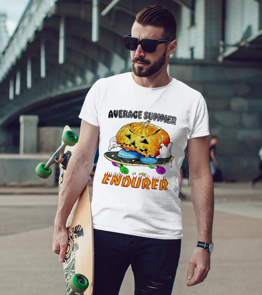 Average Summer Endurer Pumpkin Skater Skateboarding T-Shirt