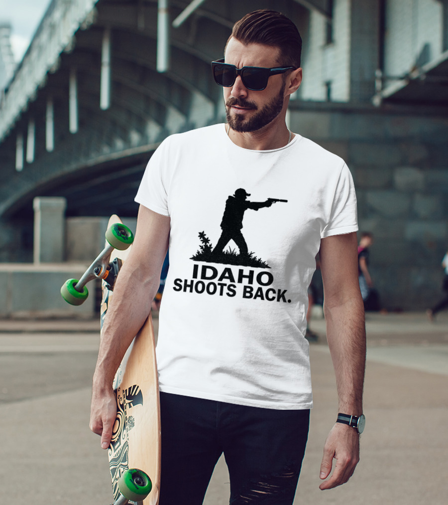Idaho Shoots Back Silhouette Hunter With Gun T-Shirt