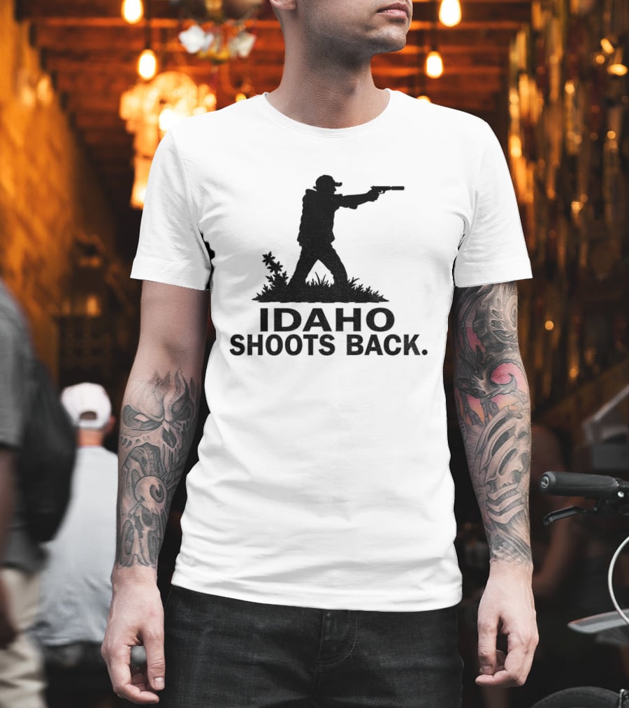 Idaho Shoots Back Silhouette Hunter With Gun T-Shirt