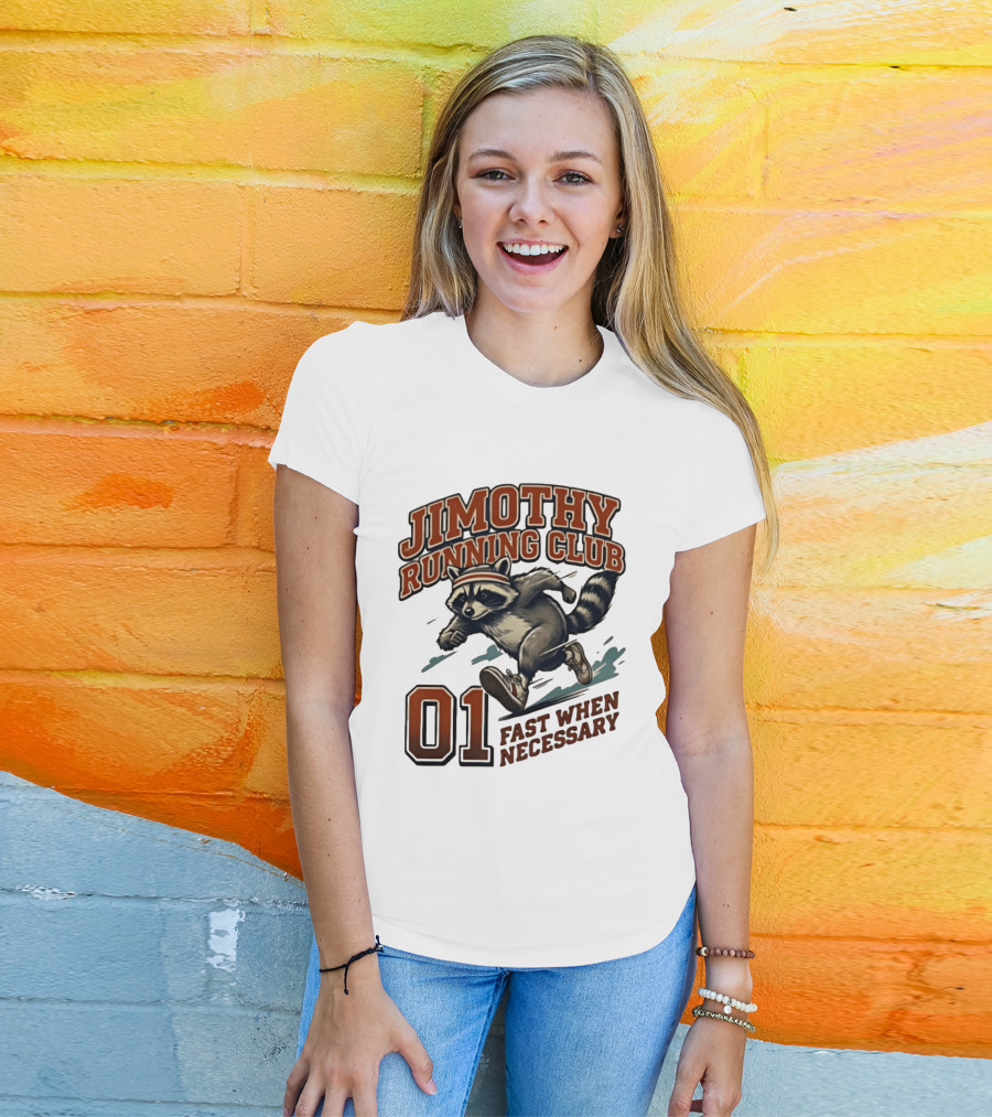 Jimothy Running Club 01 Fast When Necessary Raccoon T-Shirt
