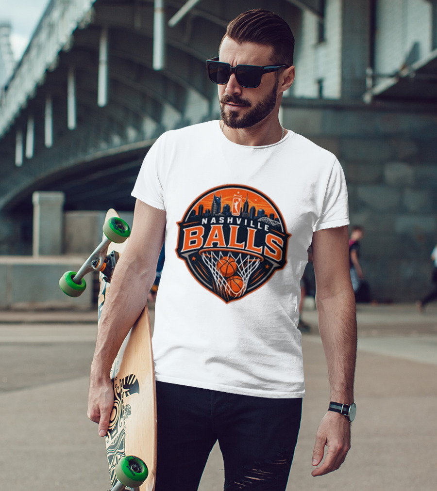 Nashville Balls Skyline Basketball Logo Cityscape T-Shirt