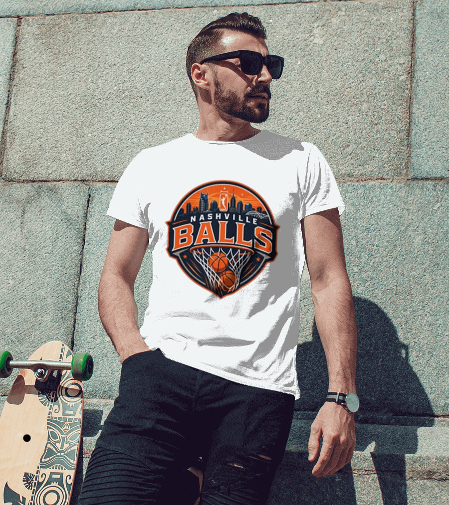 Nashville Balls Skyline Basketball Logo Cityscape T-Shirt