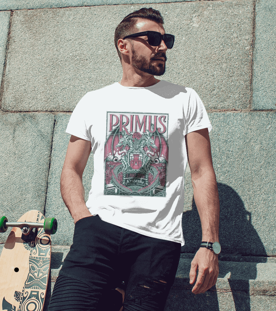Primus 3 Aug 2026 Križanke Ljubljana Slovenia Event Dragons And Castle T-Shirt