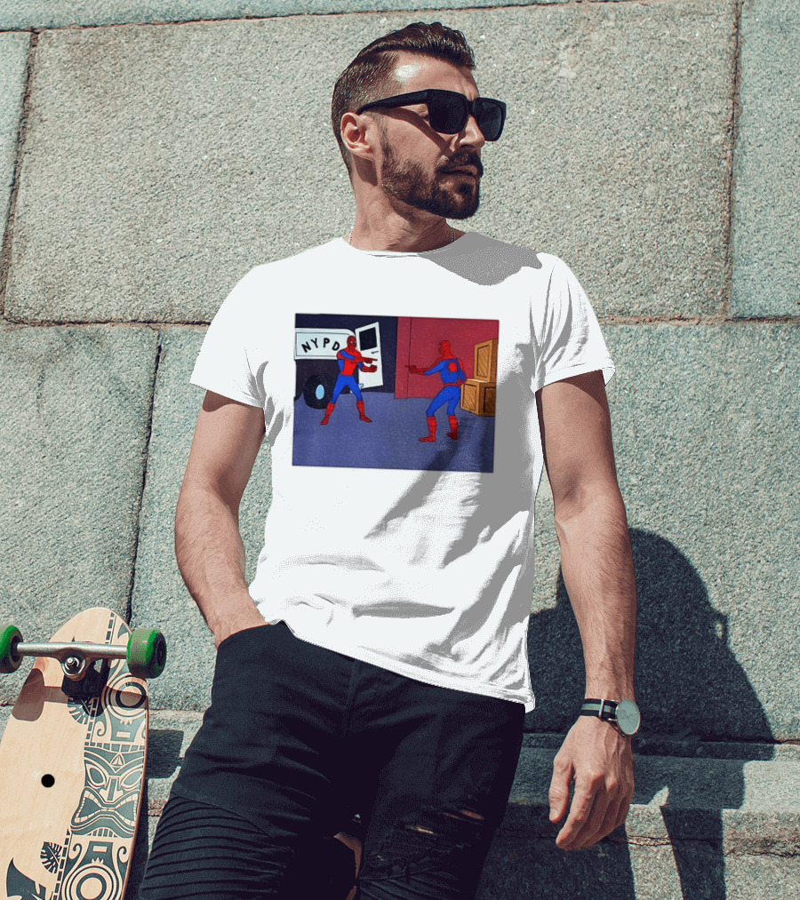 NYPD Spider Man Pointing Meme Twins Scene T-Shirt