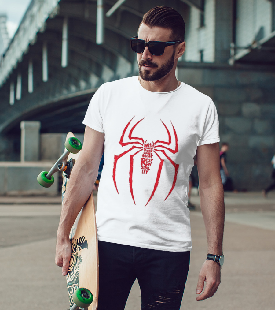 Spider Man Great Responsibility Red Symbol Superhero T-Shirt