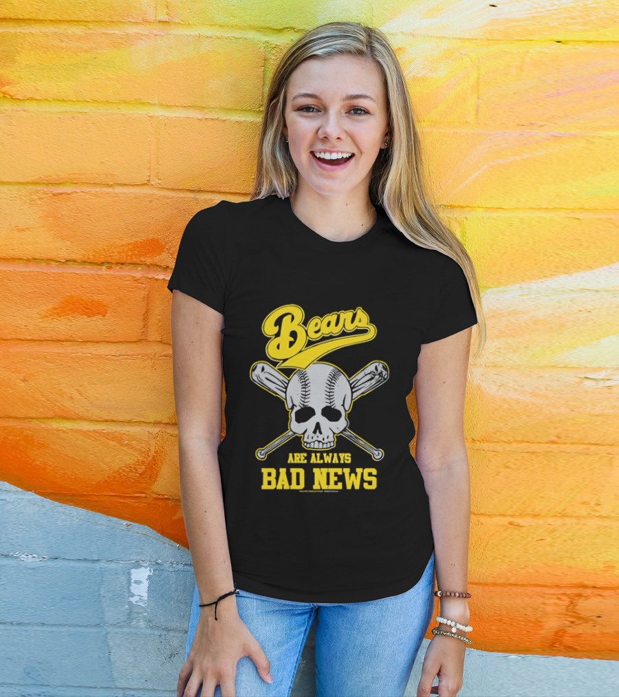 Bears Are Always Bad News Baseball Skull Crossed Bats T-Shirt
