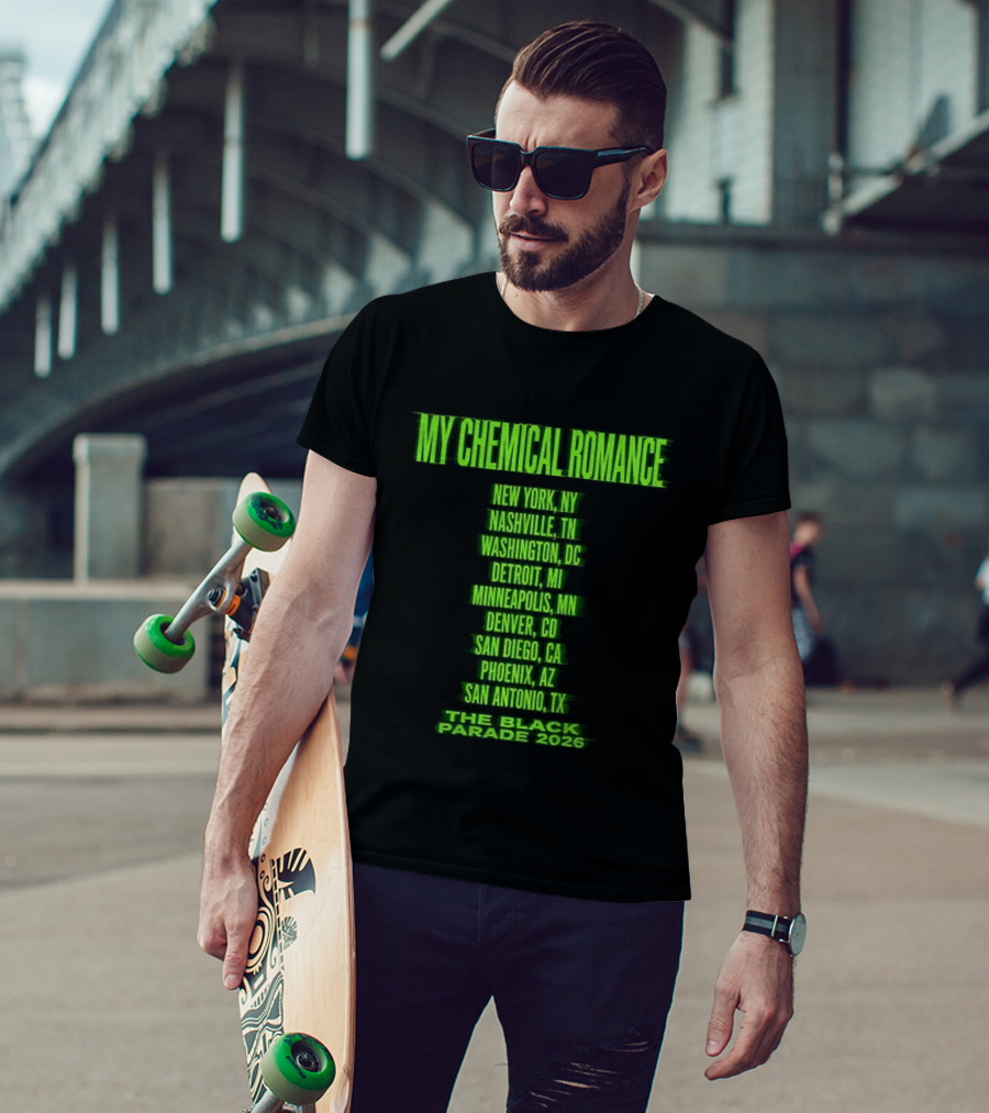 My Chemical Romance The Black Parade 2026 New York City Nashville Washington Detroit Minneapolis Denver San Diego Phoenix San Antonio Tour Dates T-Shirt