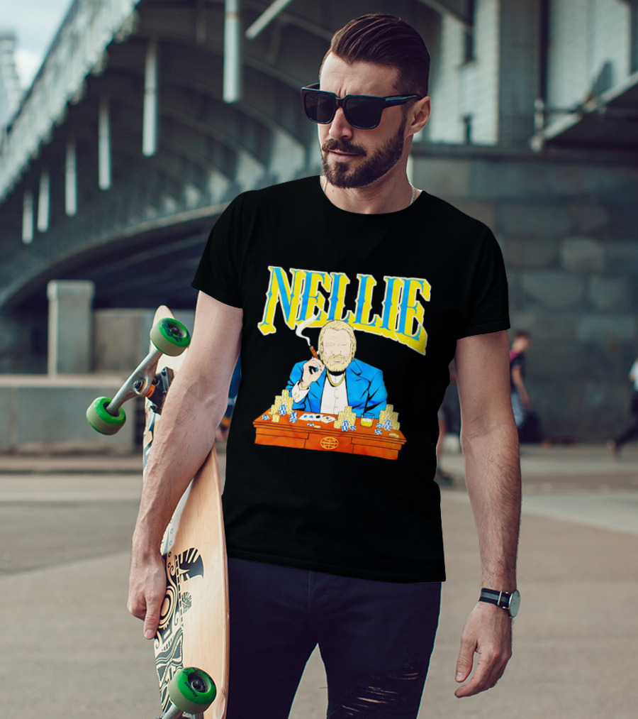 Nellie Warriorsworld Don Nelson Poker Scene Cigar Golden State Coach T-Shirt
