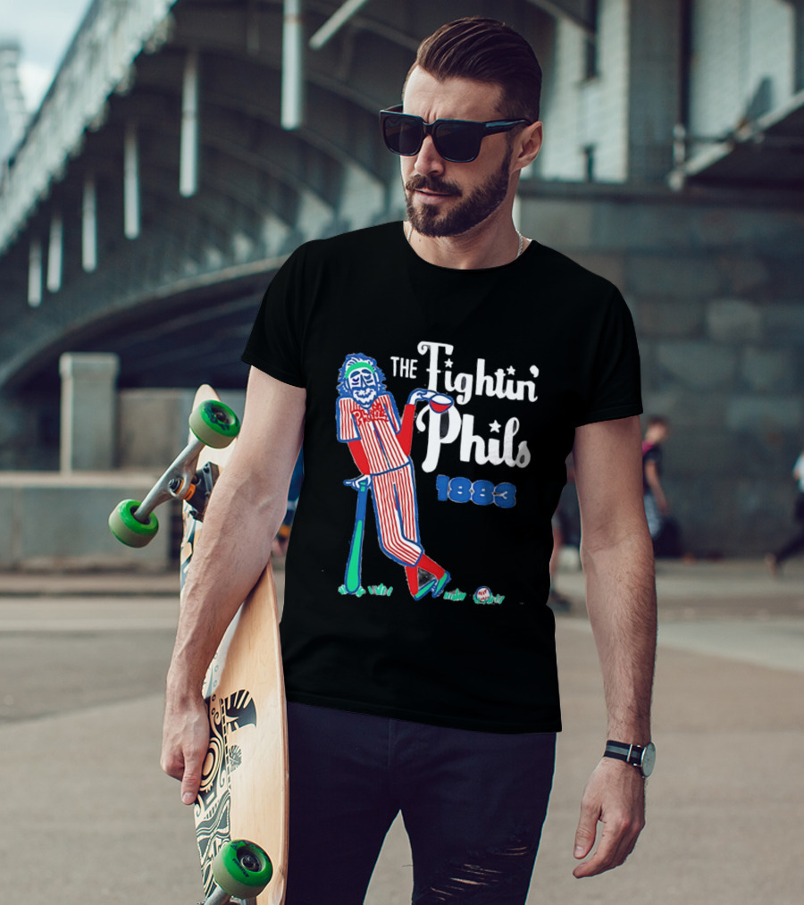 Phillies The Fightin' Phils 1883 Vintage Baseball Character With Bat And Ball T-Shirt