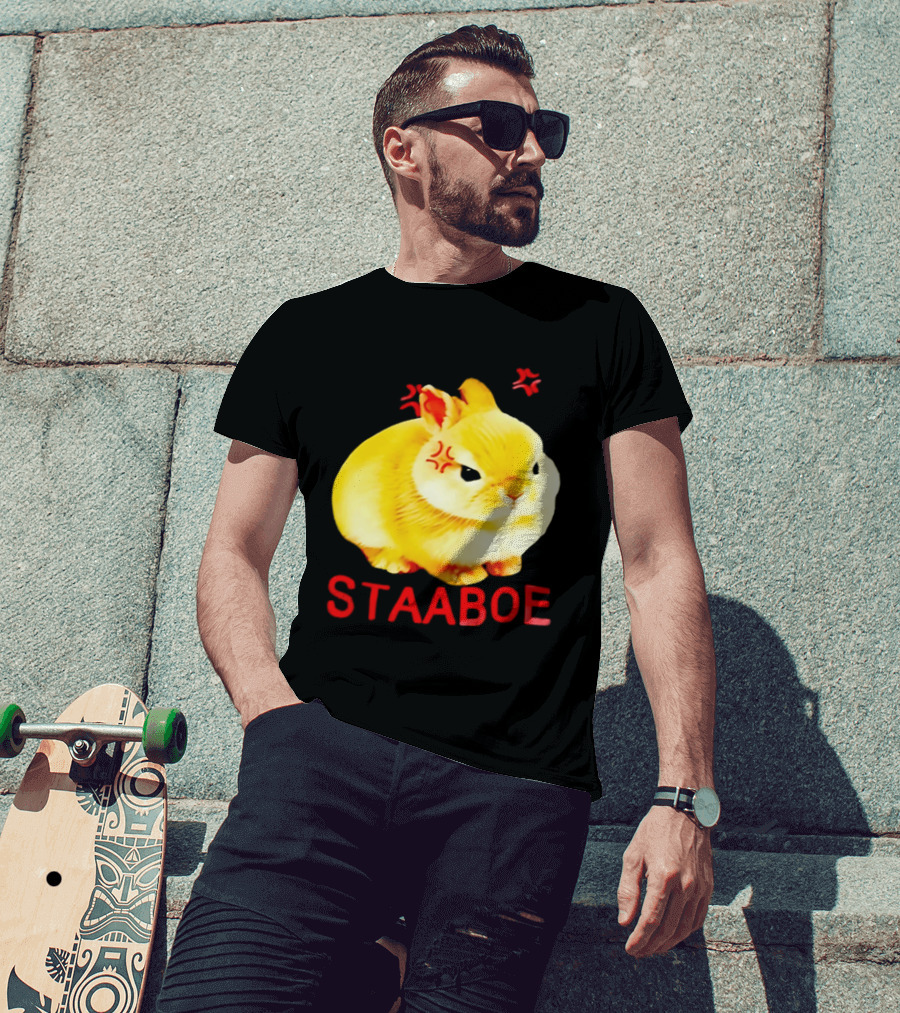 Staaboe Angry Fluffy Yellow Rabbit Red Marks T-Shirt