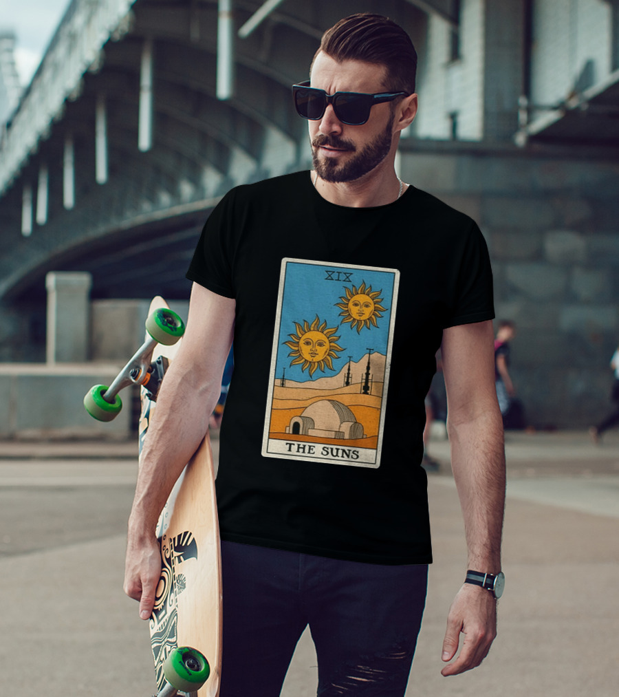 XIX The Suns Twin Suns Tarot Card Star Wars Tatooine Desert Dome T-Shirt