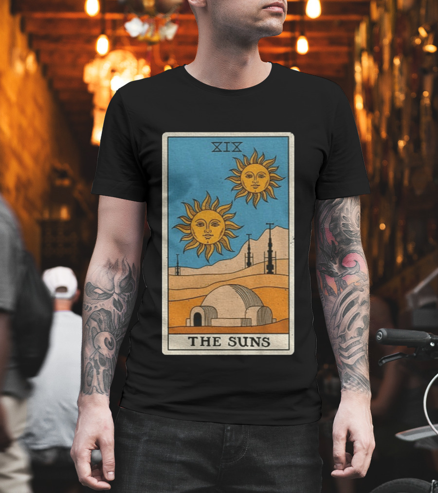XIX The Suns Twin Suns Tarot Card Star Wars Tatooine Desert Dome T-Shirt