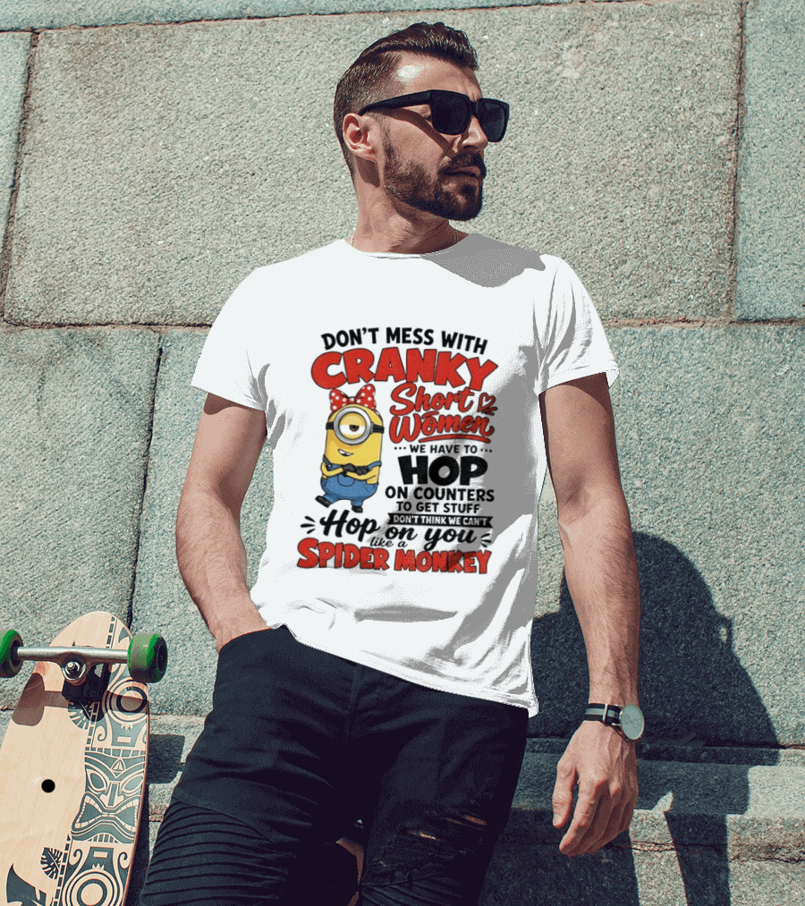 Minion Cranky Short Women Hop On Counters Spider Monkey T-Shirt