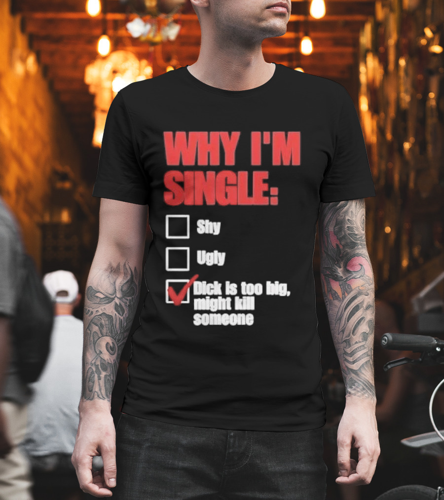 Why I'm Single Checklist Shy Ugly Dick Is Too Big Might Kill Someone Red Check Mark T-Shirt