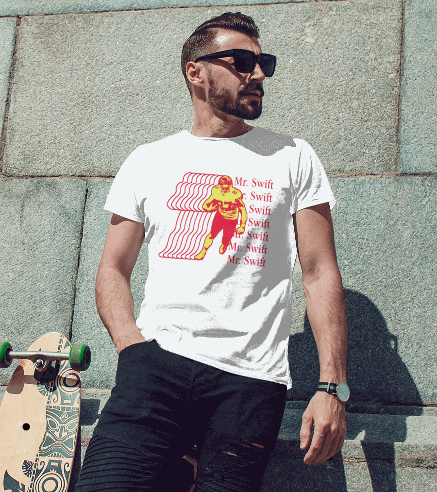 Mr. Swift Travis Kelce Football Player Graphic With Psychedelic Wave T-Shirt