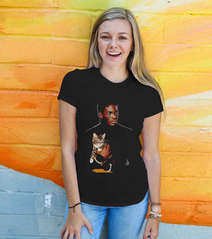 Young Man Holding A Tabby Cat Painting T-Shirt