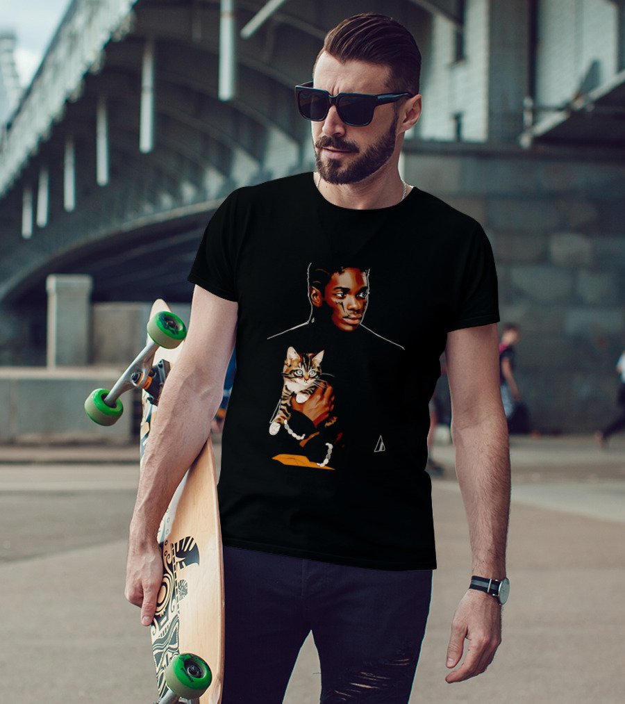 Young Man Holding A Tabby Cat Painting T-Shirt