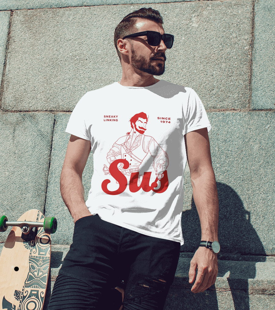 Sneaky Linking Since 1974 Sus Man Red Western T-Shirt
