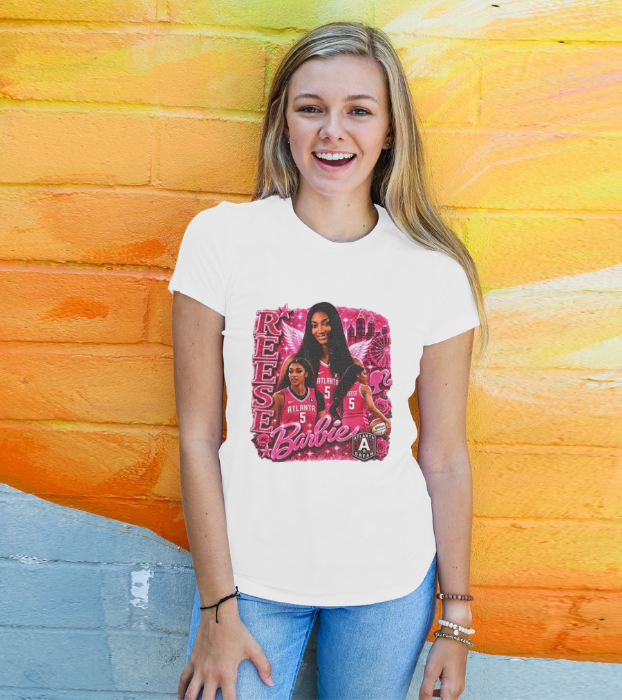 Angel Reese Atlanta Dream Barbie Pink Basketball Collage WNBA T-Shirt