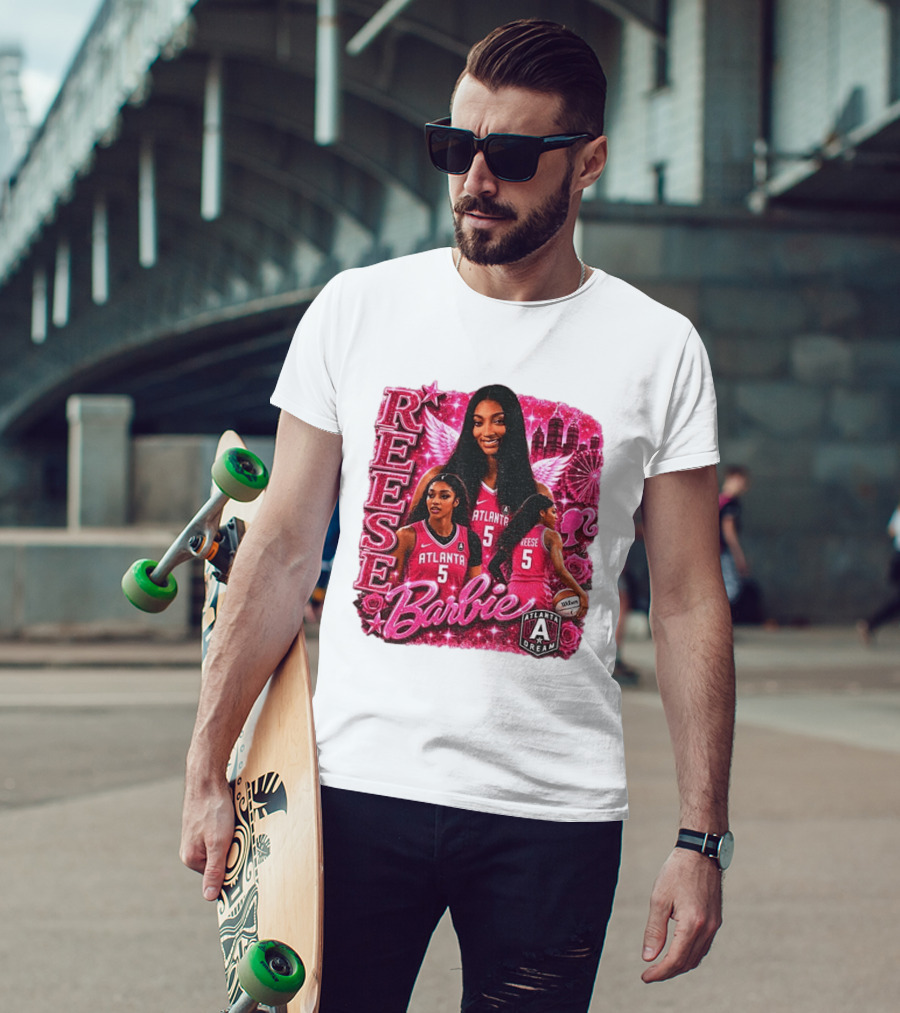 Angel Reese Atlanta Dream Barbie Pink Basketball Collage WNBA T-Shirt