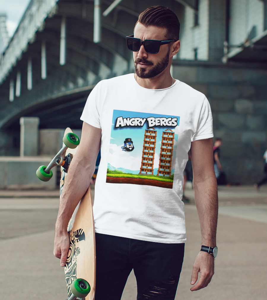 Angry Bergs Funny Parody Building Smash блоки Stack Game T-Shirt