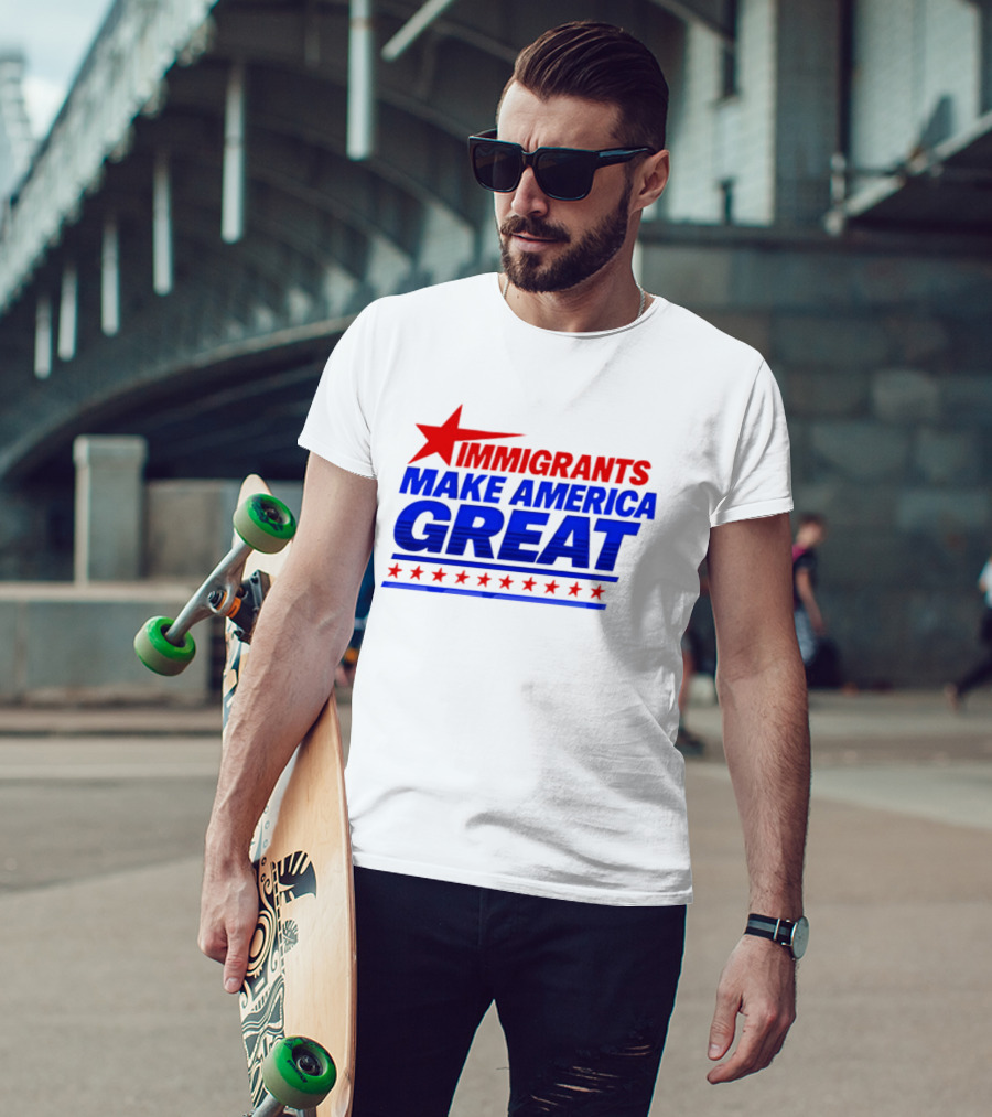 Immigrants Make America Great Red Star Political Message 2026 T-Shirt
