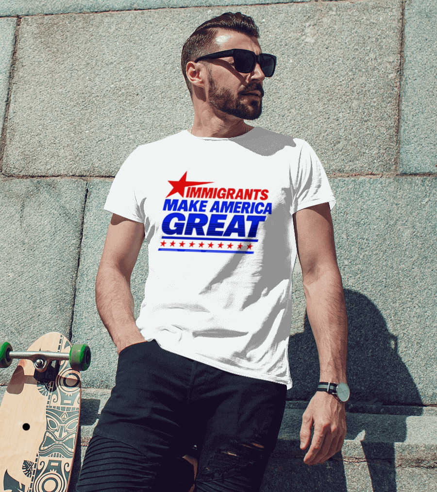 Immigrants Make America Great Red Star Political Message 2026 T-Shirt