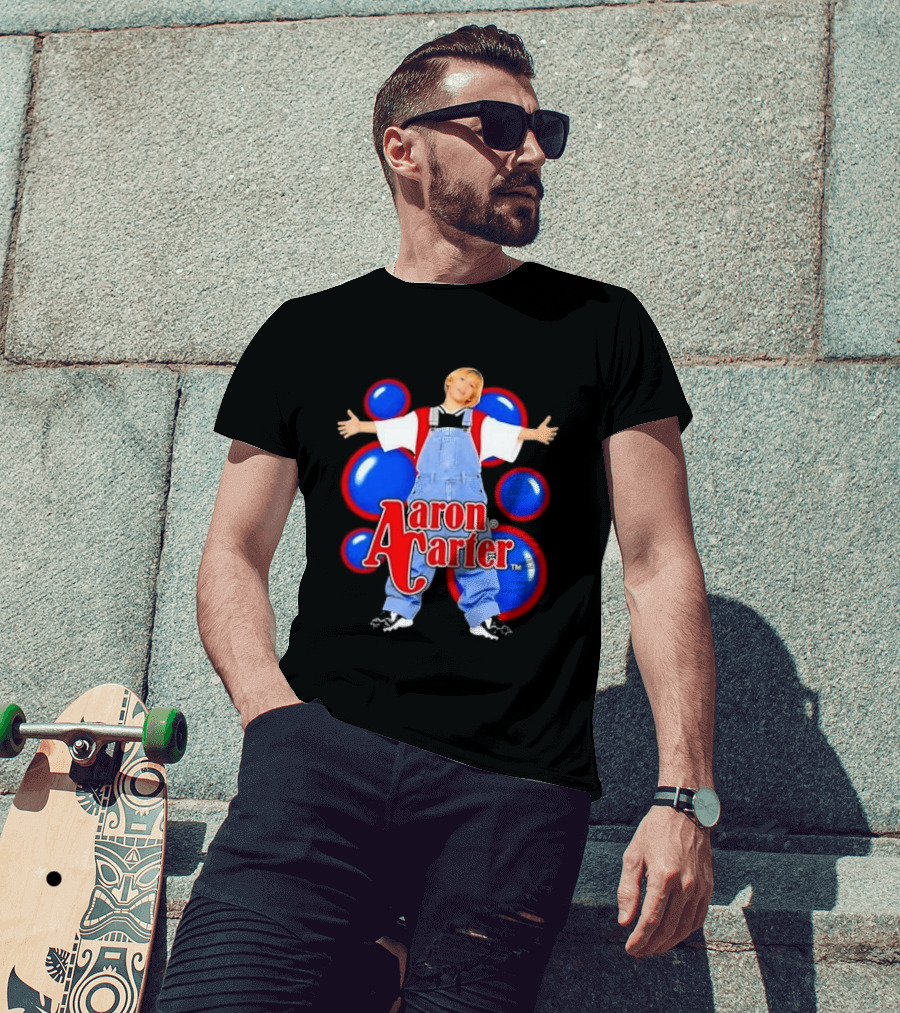 Aaron Carter Denim Overalls Bubbles Photo Bootleg T-Shirt
