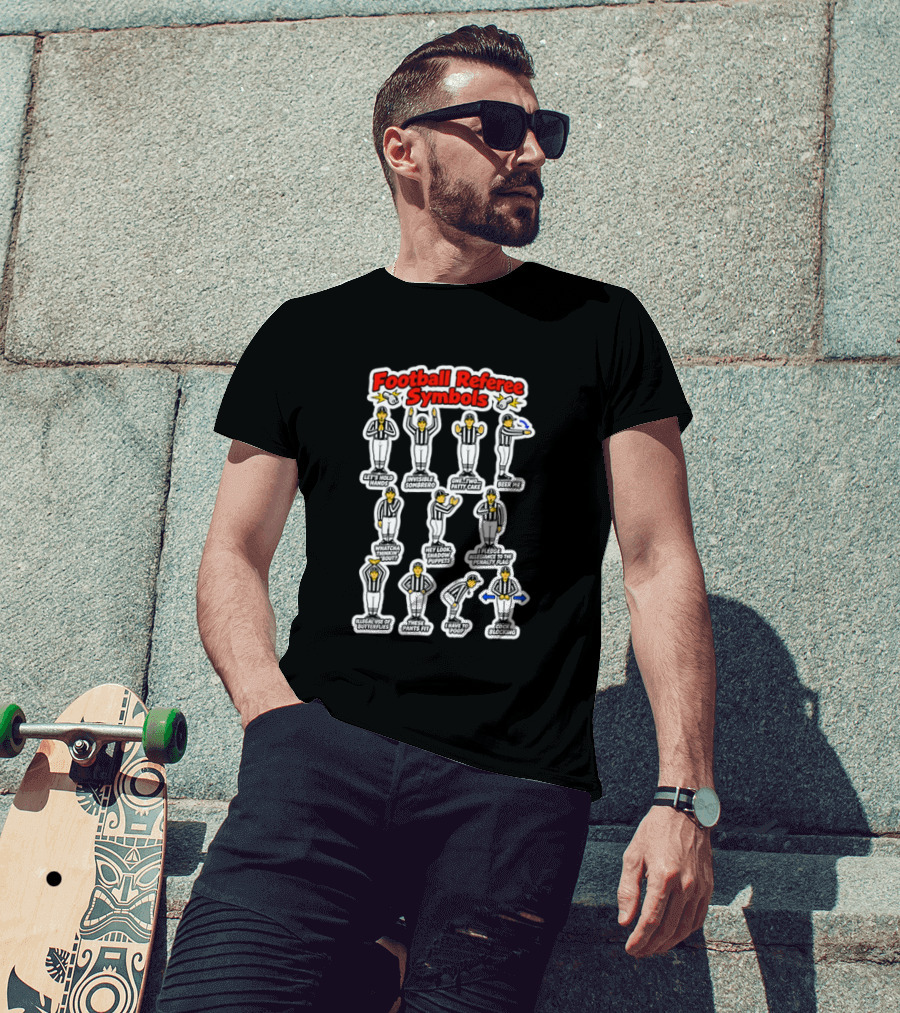 Football Referee Symbols Cartoon Referees Making Hand Signals T-Shirt