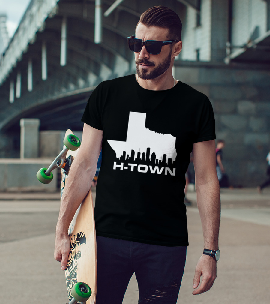 H Town Texas Map Houston Skyline T-Shirt